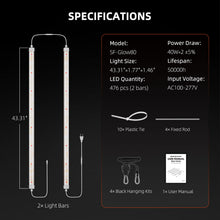 Load image into Gallery viewer, Spider Farmer® Glow80 80W LED Grow Light Bars, Full Spectrum, IP65 Waterproof, Linkable Lamps for Indoor Plants, Succulents, Cloning, Veg & Bloom