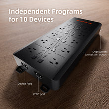 Load image into Gallery viewer, Spider Farmer GGS AC10 Power Strip with 10 Outlets for Grow Tent Climate Control, Featuring Temperature, Humidity, VPD Monitoring, Scheduling, Historical Data Tracking, Bluetooth & WiFi Connectivity