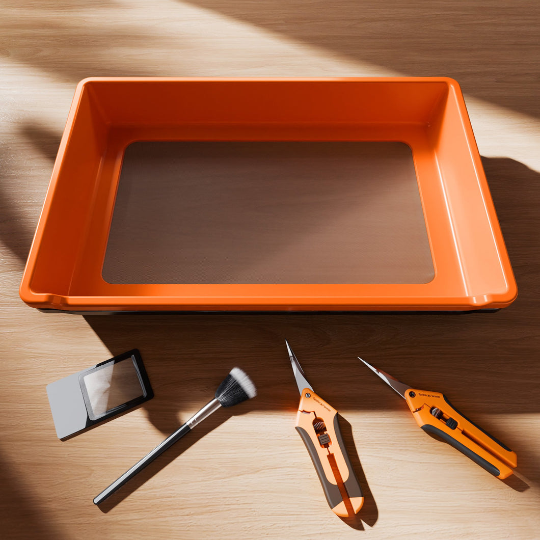 Spider Farmer 2-In-1 Trim Tray 150 Micron 100 Mesh Screen for Pollen & Herb | 2 Pruning Shears | Card Magnifier | Grow Harvest Accessories | Use-Friendly Ergonomic Design