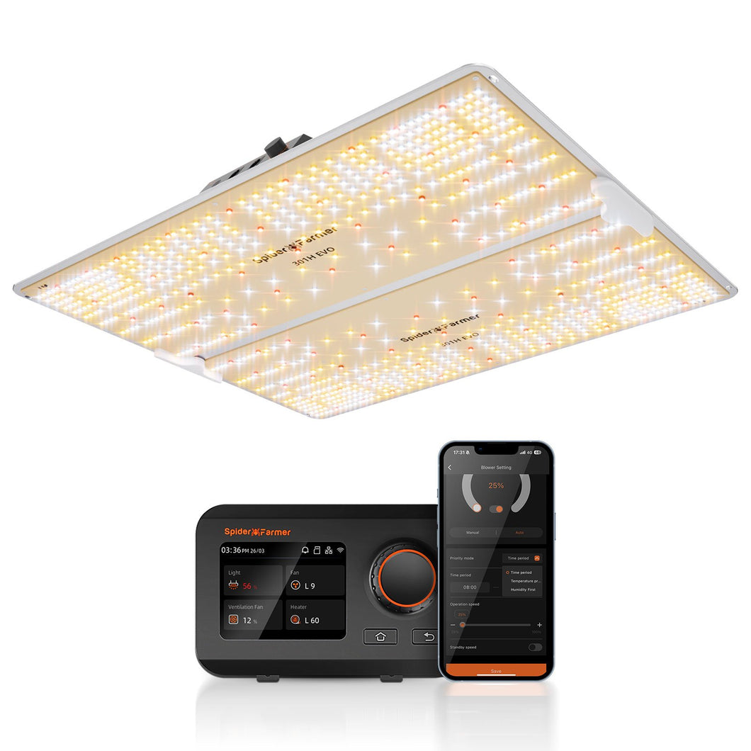 2025 SF4000 LED Grow Light & GGS Smart Controller Bundle – | 450W Samsung LM301H EVO | 4×4’/5×5′ Coverage