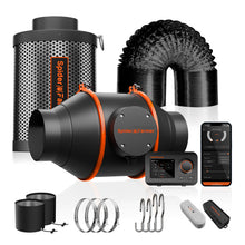 Load image into Gallery viewer, Spider Farmer®6” Inline Fan Kits 402CFM with GGS Controller Carbon Filter &amp; Ducting Combo Grow Tent Ventilation System
