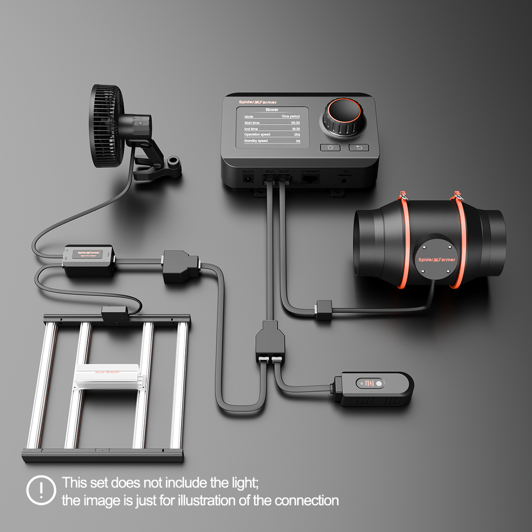 2025 Spider Farmer GGS Controller Kits with Next-Gen 6” Clip Fan & 4” Inline Fan (with RJ12 Port). (Light Not Included)