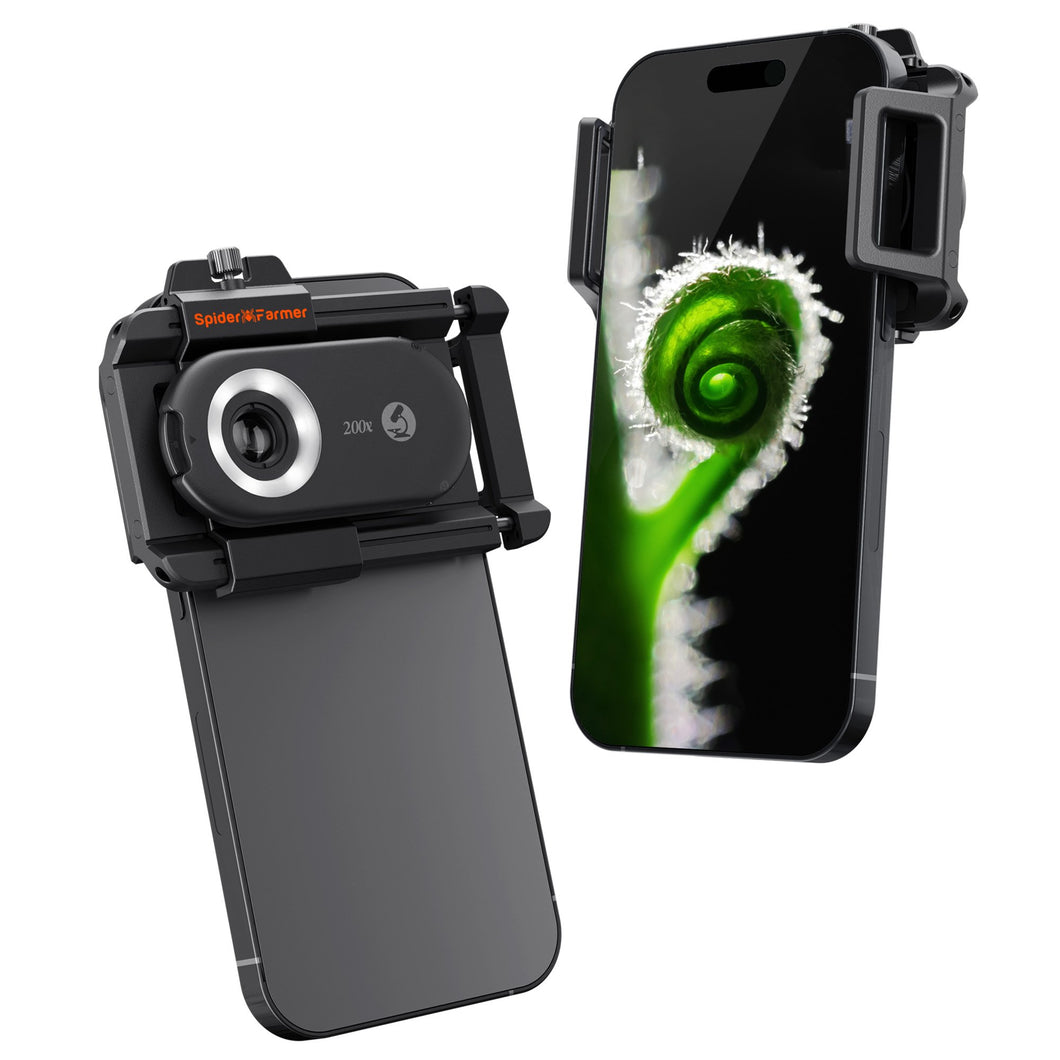2025 Spider Farmer 200X Trichome Microscope Magnifier – SmartPhone Lens with LED & UV, Nano Zoom, CPL, Clip-On for iPhone & Android