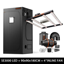Load image into Gallery viewer, Spider Farmer 3’x3’x6′ Complete Grow Tent Kits I SE3000 EVO 300W Led Grow Light I 2025 New 4-inch Inline Fan with GGS Controller Kits I Clip Fan | 5 Pack 10 Gallon Growbag
