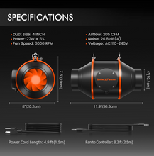 Load image into Gallery viewer, Spider Farmer 3’x3’x6′ Complete Grow Tent Kits I SE3000 EVO 300W Led Grow Light I 2025 New 4-inch Inline Fan with GGS Controller Kits I Clip Fan | 5 Pack 10 Gallon Growbag
