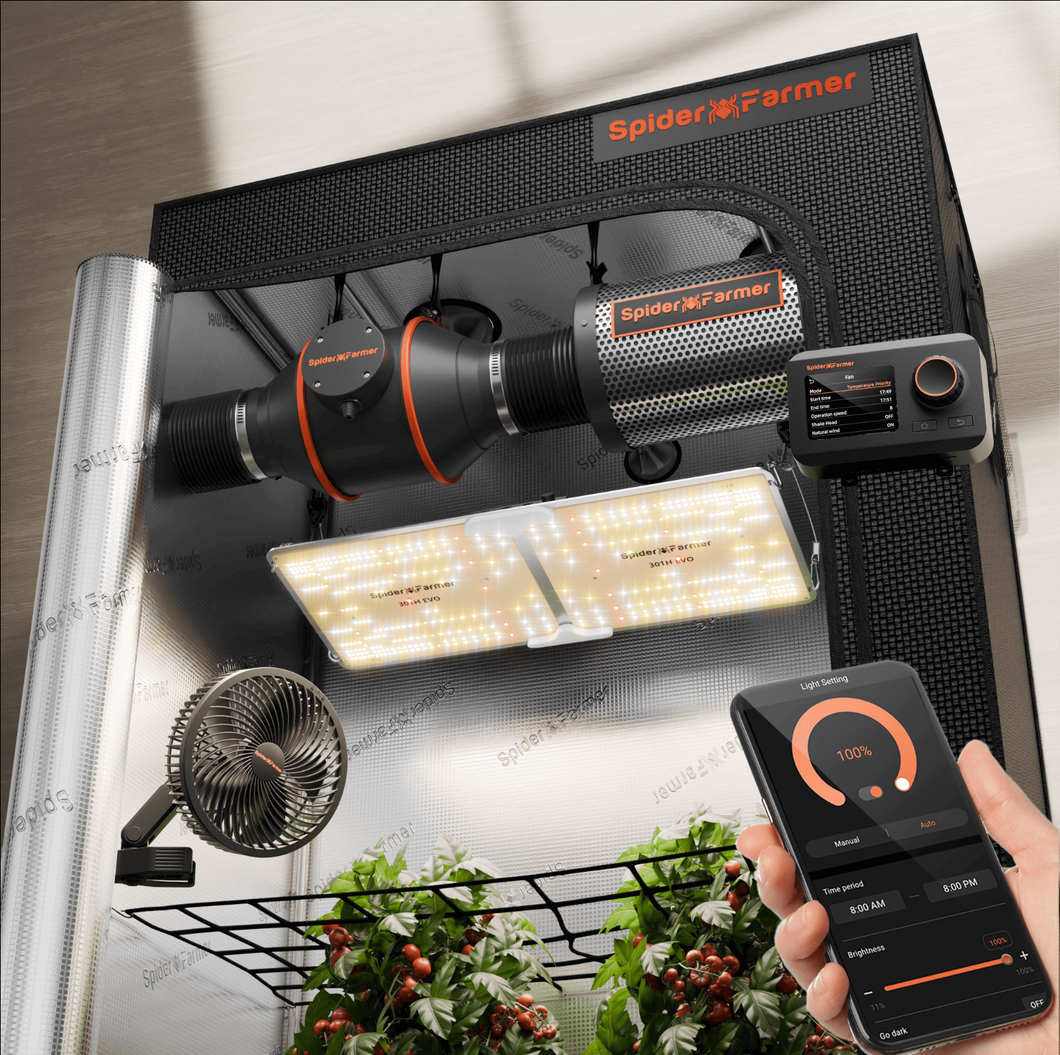 Black Friday Price Guarantee丨2025 Newest Version Spider Farmer® 2’x4’ Complete Grow Tent Kit丨SF2000 301H EVO Full Spectrum LED Grow Light丨6” Clip Fan丨4” Ventilation System with GGS Controller