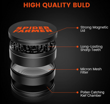 Load image into Gallery viewer, Pre-order I Spider Farmer 3″ Spice Pepper Grinder – 4-Piece Metal Grinder with Magnetic Lid
