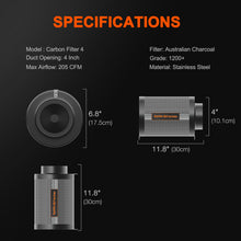Load image into Gallery viewer, Spider Farmer 6 Inch Air Carbon Filter Odor Control for Inline Ducting Fan
