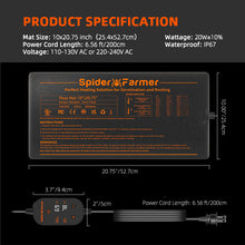Load image into Gallery viewer, Spider Farmer®10”X20.75” Seedling Heat Mat for Consistent Warmth and Faster Germination Indoor Gardening, Greenhouse

