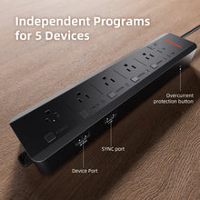 Load image into Gallery viewer, Spider Farmer GGS AC5 Power Strip with 5 Outlets for Grow Tent Climate Control, Featuring Temperature, Humidity, VPD Monitoring, Scheduling, Historical Data Tracking, Bluetooth &amp; WiFi Connectivity
